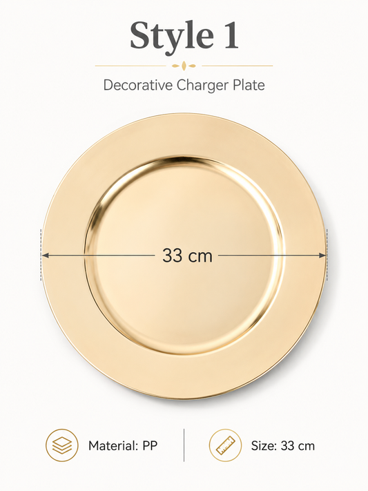 Gold Plastic Charger Plate Easy Clean Non-Toxic Decor Table Plate