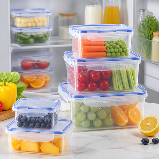 Food Grade PP Food Storage Containers with Locking Lids, Airtight Leakproof Kitchen Organizer