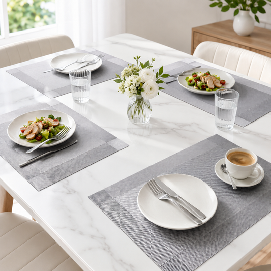 Eco-Friendly PVC Woven Placemats, Reusable Heat Resistant Non-Slip Dining Table Mats