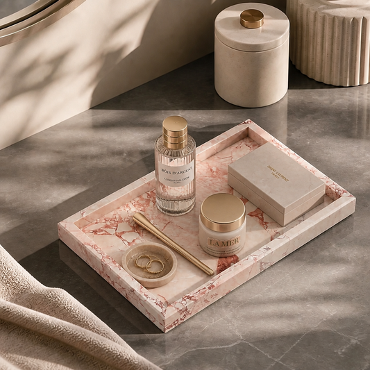 Premium Natural Marble Vanity Tray – Elegant Storage & Display Organizer