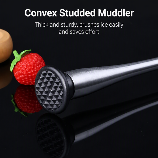 Stainless Steel Cocktail Muddler with Non-Slip PP Head, Ergonomic Slim Waist Fruit Muddler for Bar