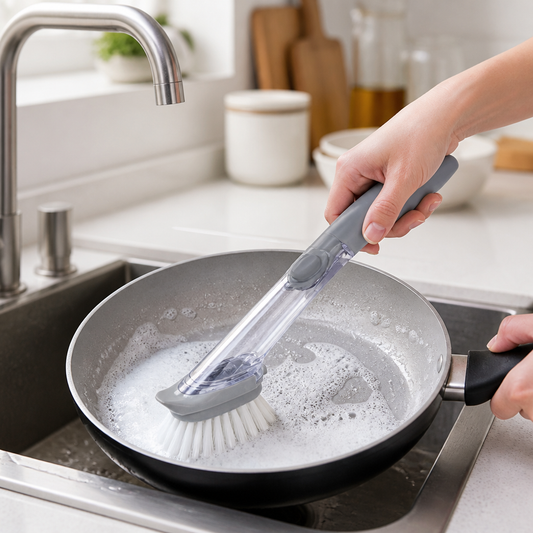 Automatic Dishwashing Brush – Soap Dispenser Kitchen Cleaning Brush with Replaceable Head