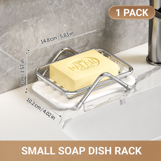 Stainless Steel Soap Dish Holder – Minimalist Soap Rack with Drain Tray, Rust Resistant Bathroom Soap Storage Organizer