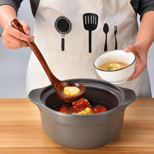 Wooden Soup Ladle – Natural Wood Cooking Spoon, Long Handle Serving Ladle for Soup, Stew & Kitchen Use