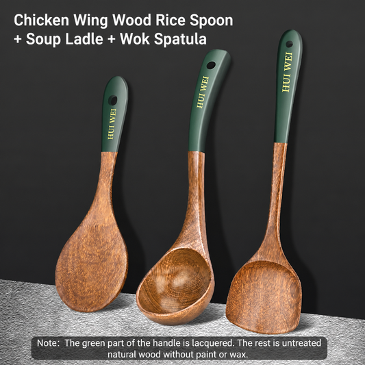 Natural Wooden Cooking Utensil Set – 3 Piece Kitchen Tools