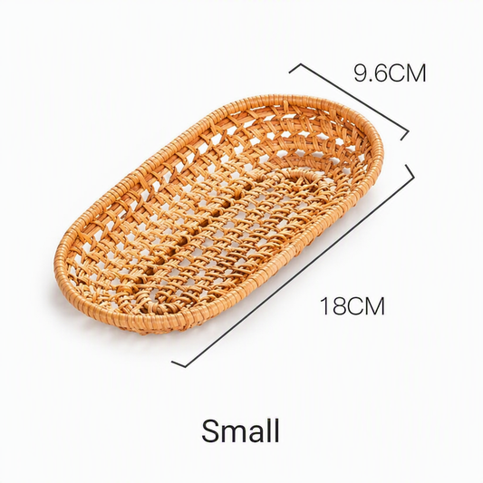 Rattan Woven Tray – Handcrafted Snack Plate Tea Tray