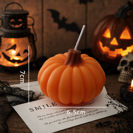 Halloween Pumpkin Scented Candle – Short Pumpkin Shaped Handmade Decorative Candle