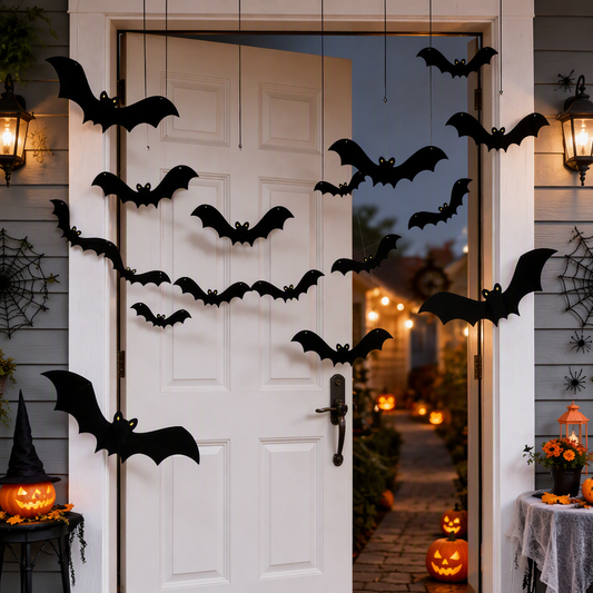 Halloween Glow in the Dark Bat Hanging Decorations – Bat Garland Set