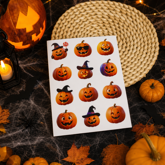Halloween Pumpkin Face Sticker Set – Funny Spooky Pumpkin Decals