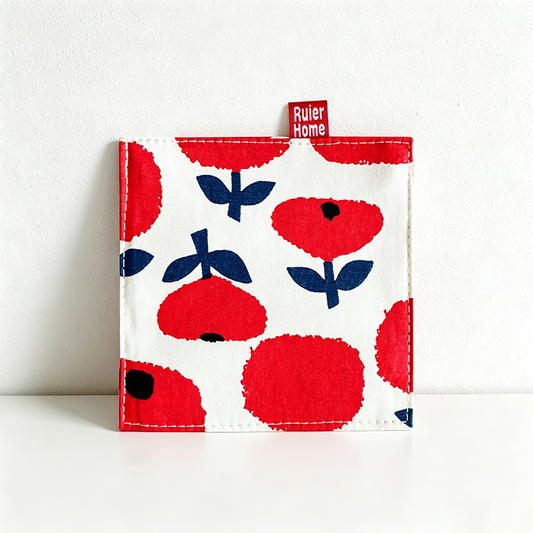 Floral Fabric Coaster – Square Polyester Cup Mat for Dining Table & Kitchen Decor