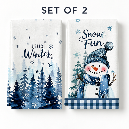 40 × 60 cm Set of 2 Christmas Microfiber Kitchen Towels – Polyester Dish Towels