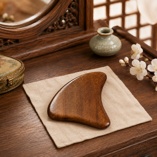 Grade-A Golden Silk Sandalwood Gua Sha Massage Scraping Tool – Facial & Body Muscle Relief
