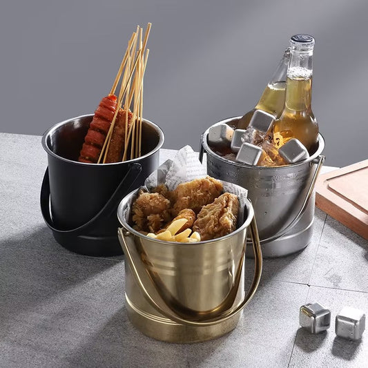 1.6L Stainless Steel Ice Bucket with Strainer & Handle