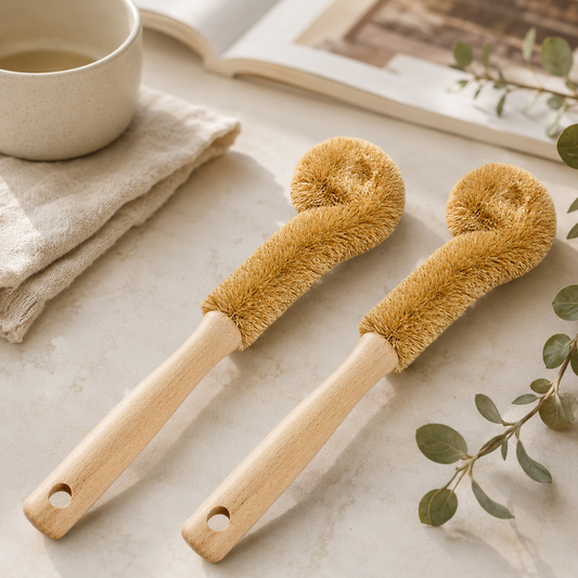 Set of 2 Natural Coconut Fiber Cup Brush