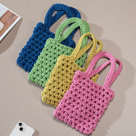 Cotton Rope Crochet Tote Bag – Handmade Woven Shoulder Bag for Summer, Beach, Shopping & Everyday Use