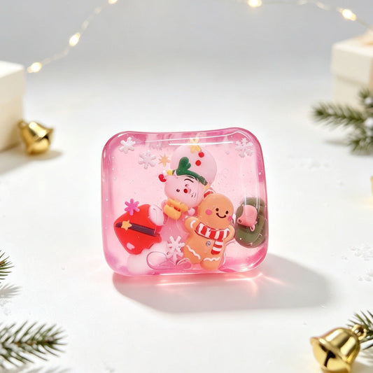 Christmas Squishy Toy – 5.5CM Cute Holiday Sensory Squeeze Block with Mini Christmas Figures, Soft Stress Relief Fidget Toy