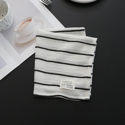 38 × 45 cm Striped Fabric Table Napkin – Soft Black & White Dining Cloth for Café, Restaurant, Kitchen, Breakfast & Home Table Setting