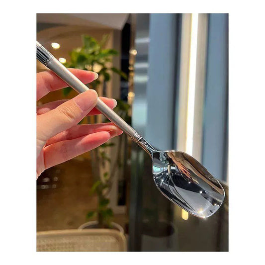 Modern Stainless Steel Spoon – Square Bowl Coffee & Dessert Spoon with Matte Handle for Home, Café & Dining