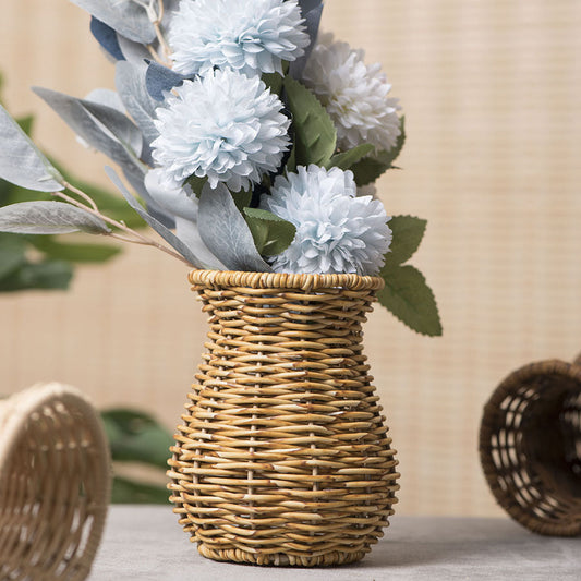 Handwoven Rattan Vase – Wicker Flower Pot Basket for Dried Flowers, Floral Arrangement, Home Decor & Table Centerpiece