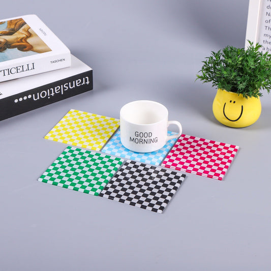 Checkerboard Acrylic Coaster – Square Colorful Drink Mat