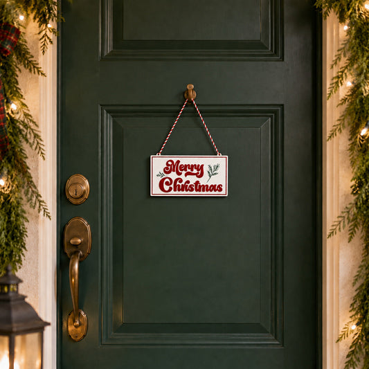 Metal Christmas Hanging Sign – Merry Christmas Wall Door Decoration Holiday Ornament for Home, Party & Seasonal Decor