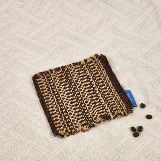 Cotton Woven Coaster – Handmade Fabric Drink Coasters, Rustic Table Decor Pads for Coffee Cups & Home Decoration