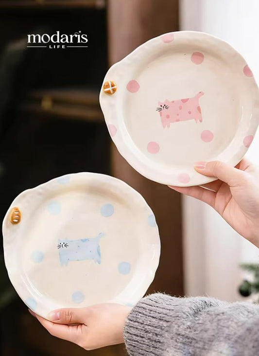 Kitty Charm Hand-Painted Plate