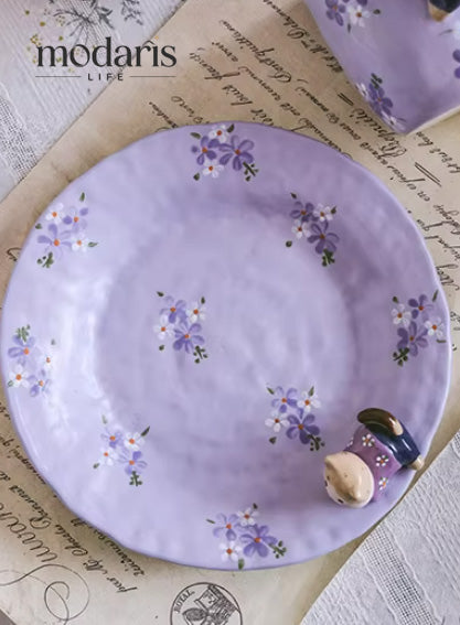 Floral Cat Handcrafted Dish