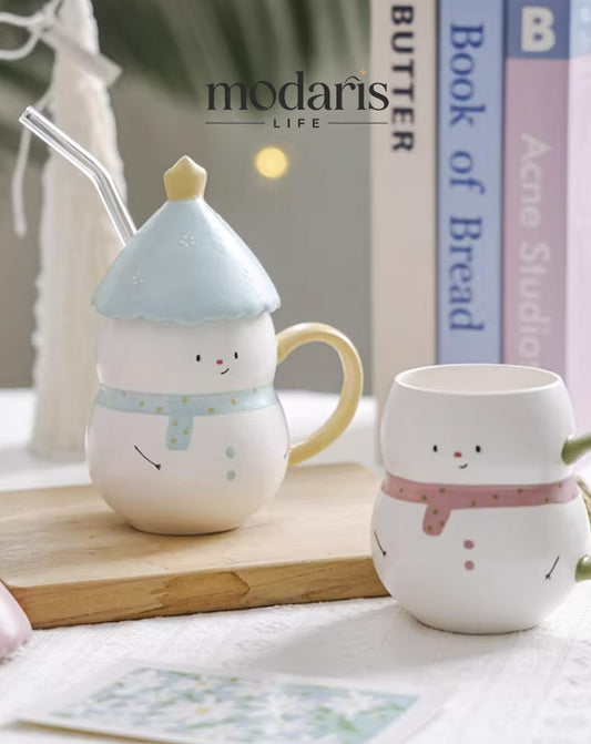 Snowy Cheer Christmas Mug with Lid