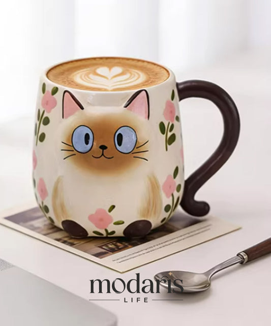 Blossom Cat Charm Ceramic Mug