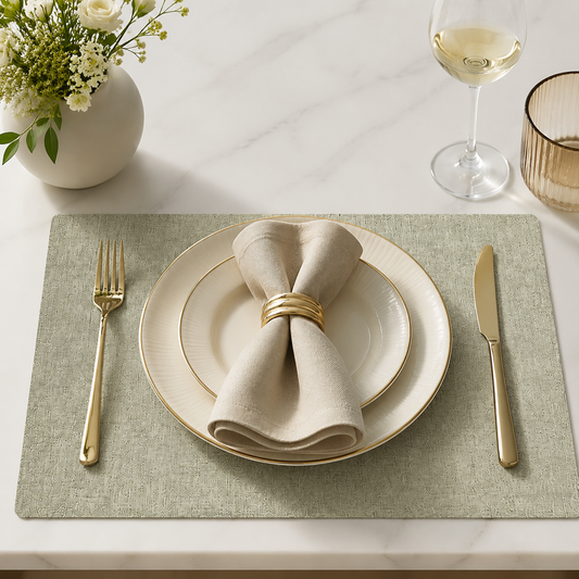 Textured PU Leather Placemat – Waterproof Oilproof Heat Resistant Reversible Dining Table Mat