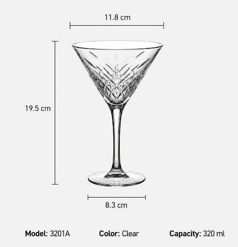 Vintage Textured Martini Glass – Elegant Cocktail Coupe Description