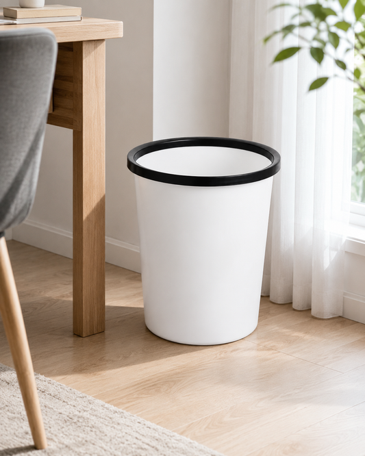 Round Open-Top Plastic Waste Bin – Durable Household Trash Can