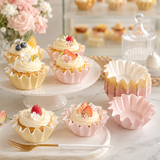 Disposable Paper Cup – Eco-Friendly Ripple Design Party & Dessert Serving Cups