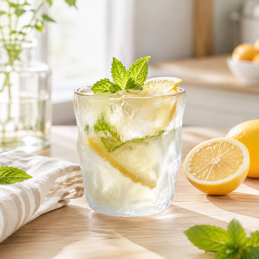 Textured Glacier Glass Tumbler, Irregular Wave Clear Drinking Glass Cup