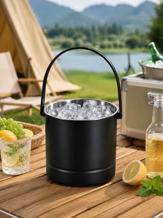 1.6L Stainless Steel Ice Bucket with Strainer & Handle