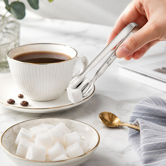 Stainless Steel Sugar Tongs, Mini Ice Cube Serving Tongs for Coffee & Tea Bar