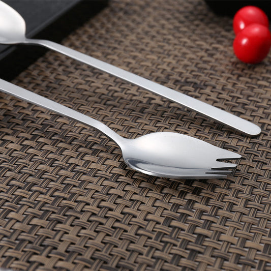 Stainless Steel Spork – 19cm Long Handle Fork Spoon Combination Utensil for Dining & Camping