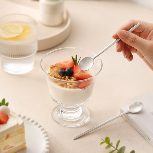304 Stainless Steel Dessert Spoon, Mirror Polished Long Handle Coffee Tea Spoon