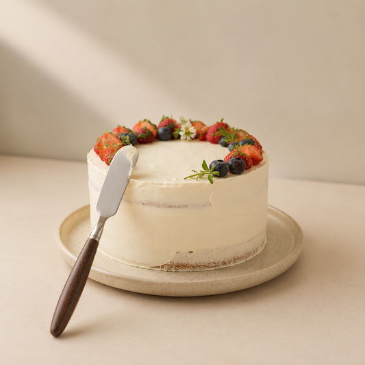 Stainless Steel Butter Knife with Walnut Wood Handle, Long-Handled Spreader for Butter, Jam, Cream Cheese, and Icing