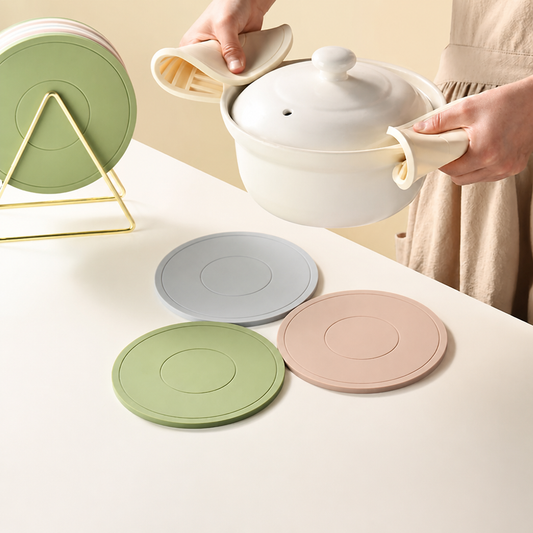 Round Silicone Trivet Mat, Multi‑Purpose Heat Resistant Hot Pot & Pan Table Protector