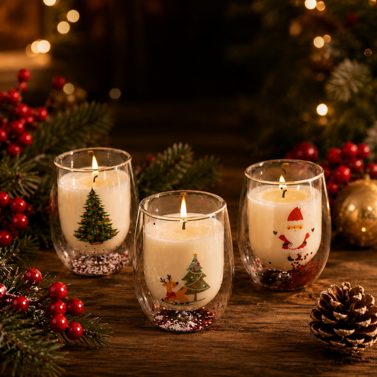 Double-Wall Glitter Scented Candle – Soy Wax Christmas Candle in Glass for Holiday Decor, Bedroom, Living Room, Gift & Home Fragrance