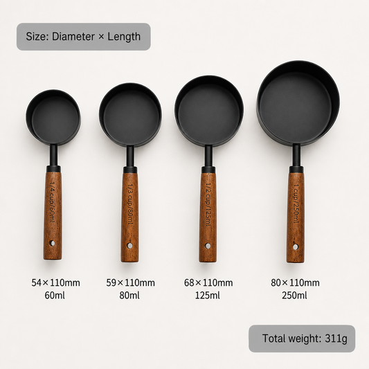 Gold Plated Stainless Steel Measuring Cups & Spoons Set – 4 Piece