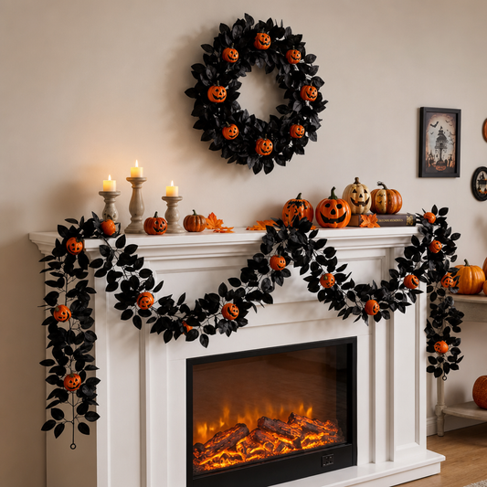 Halloween Pumpkin Vine Garland – Festive Seasonal Hanging Decoration