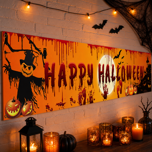 Halloween Party Banner Backdrop – Festive Photo Booth Background