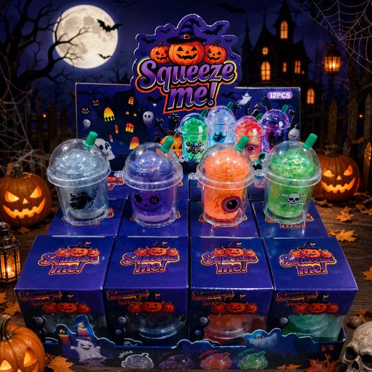 Halloween Squishy Milk Tea Cup Blind Box – TPR Stress Relief Squeeze Toy