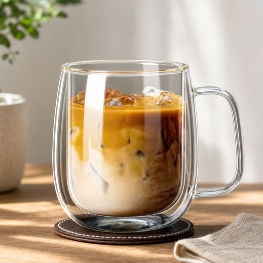 Simple Clear Heat-Resistant Borosilicate Glass Cup with Handle