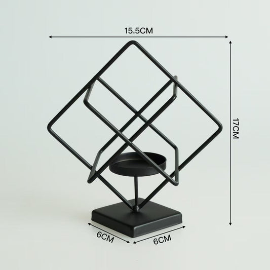 Creative Iron Candleholder, Cube Globe Irregular Sculpture