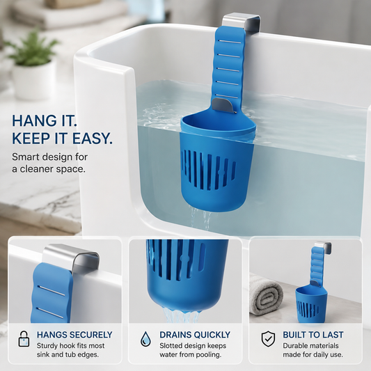Toilet Tank Cleaning Basket – Self-Draining Toilet Freshener Holder with No-Drill Hook Design