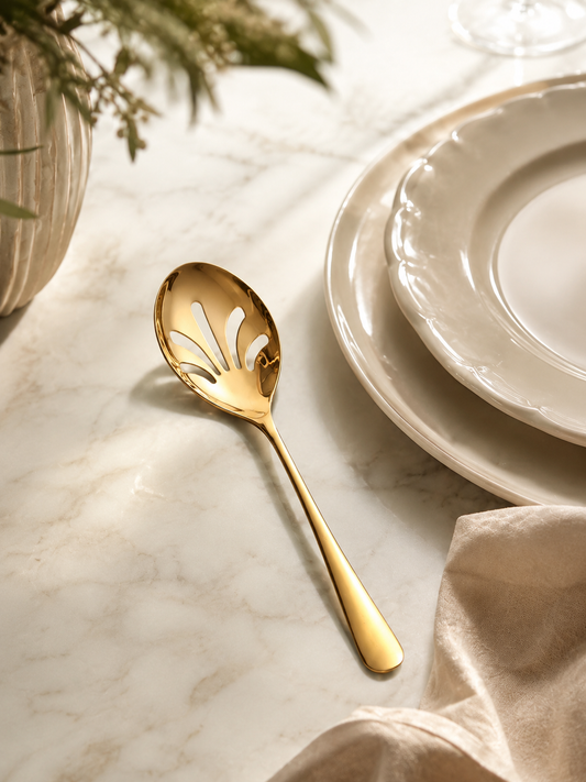 Stainless Steel Slotted Serving Spoon – Elegant Salad Server & Kitchen Serving Utensil